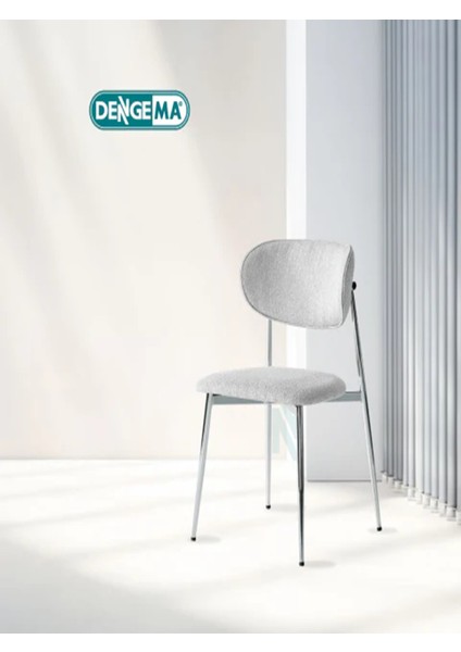 Laila S80 Sandalye – Gri Kumaş, Krom Metal Ayak modelleri
