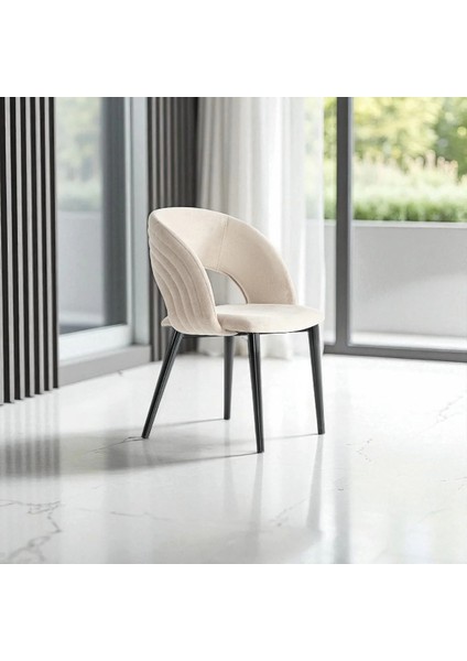 Mostar S88 Sandalye – Krem (Tiesto Polyester), Siyah Metal Ayak fiyatları