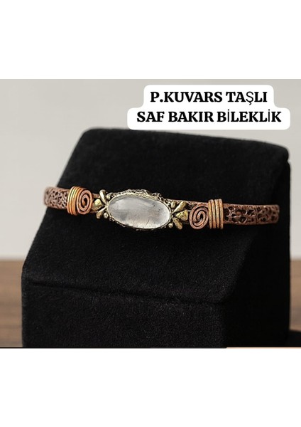 Pembe Kuvars ve Doğal Taşlı Saf Bakır Bileklik, Şık ve Enerji Dolu Aksesuar fırsatları