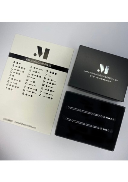 Siyah Hematit Doğal Taş Mors Alfabesi Çift Bileklik Seti modelleri