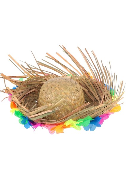 Naturel Renk Püsküllü Örme Hasır Hawaii Luau Aloha Şapka 13X36 cm indirimleri