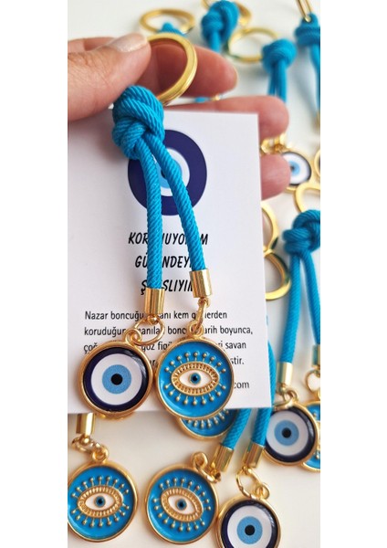 Yeni Yıl Hediyelik 10'lu Çift Nazar Boncuklu Anahtarlık - Mavi fırsatları