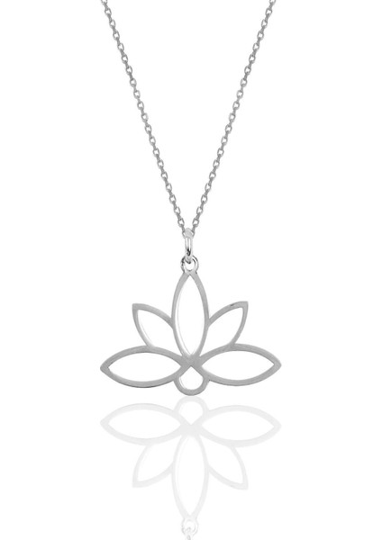 Parlak Gümüş Lotus Çiçeği Kolye, Şık ve Zarif Tasarım, Özgün Takı Seçeneği