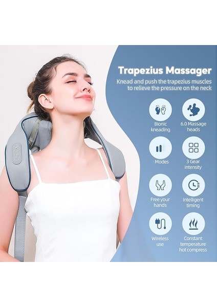 Kablosuz Isıtmalı Boyun ve Omuz Masaj Aleti, Sırt ve Yoğurma Sistemi modelleri