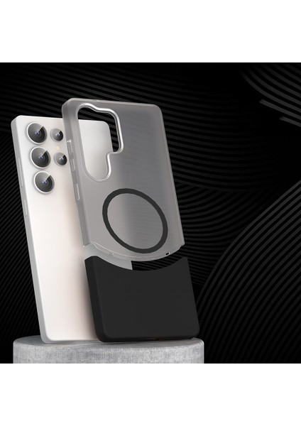 Galaxy S25 Ultra Kılıf M-Safe Şarj Özellikli Mıknatıslı Frms Duble Kapak - Gri