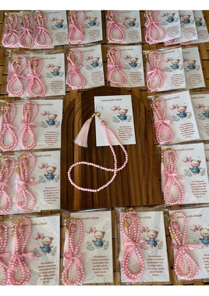 Isme Özel Tespih Hediyelik - 20 Adet - Kız Bebek Mevlüdü, Doğum, Sünnet, Hoşgeldin Bebek modelleri