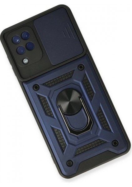Samsung Galaxy A22 Kılıf Pars Lens Yüzüklü Silikon - Lacivert modelleri