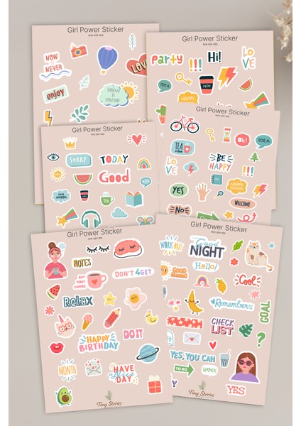 Girl Sticker 6'lı Set - Scrapbook