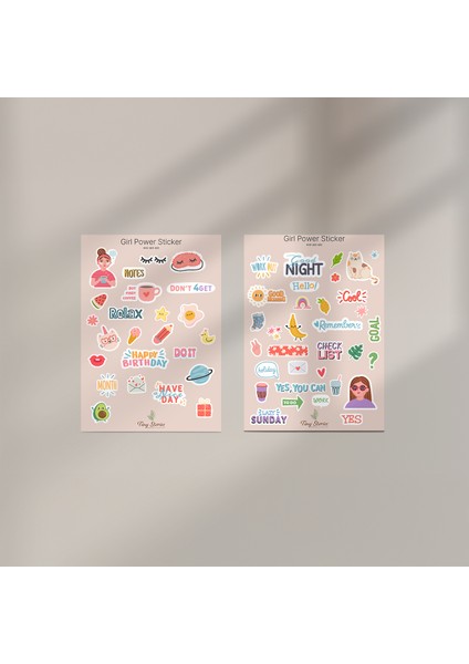 Girl Sticker 6'lı Set - Scrapbook modelleri