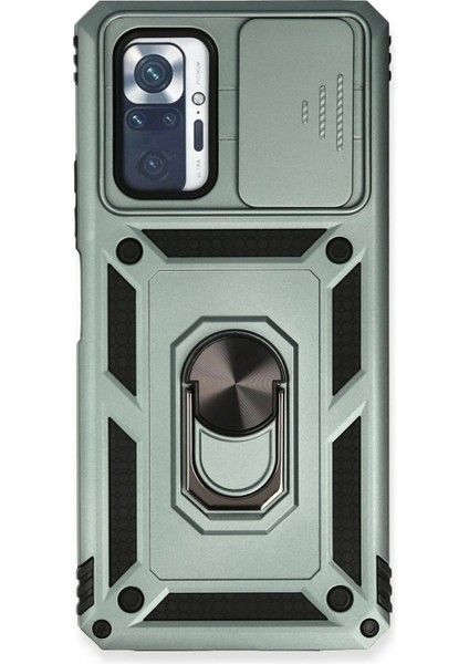 Xiaomi Redmi Note 10 Pro Kılıf Pars Lens Yüzüklü Silikon - Yeşil