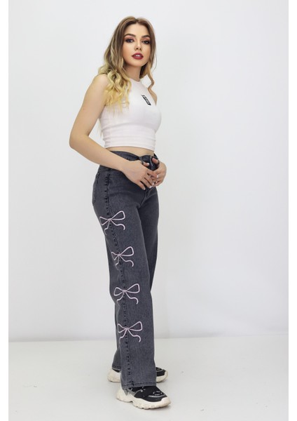 Kadın Kurdele Detaylı Kot Pantolon fiyatları