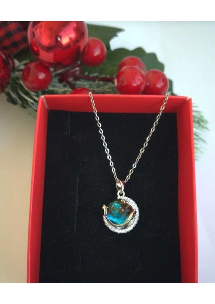 Gökyüzü Temalı Gümüş Kolye, Uzay ve Dünya Tasarımı, Şık Takı Aksesuar fırsatları