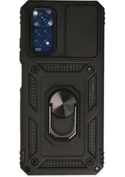 Xiaomi Redmi Note 11 Kılıf Pars Lens Yüzüklü Silikon - Siyah