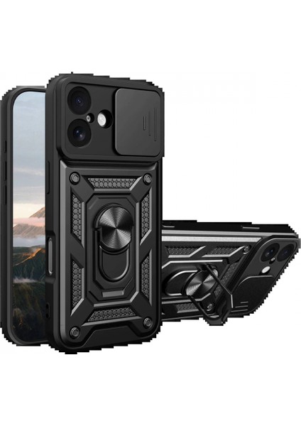 Apple iPhone 17 Pars Lens Yüzüklü Silikon - Siyah