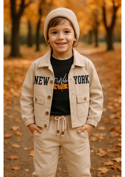 Erkek Çocuk Cool Winter Newyork 3'lü Alt Üst Takım