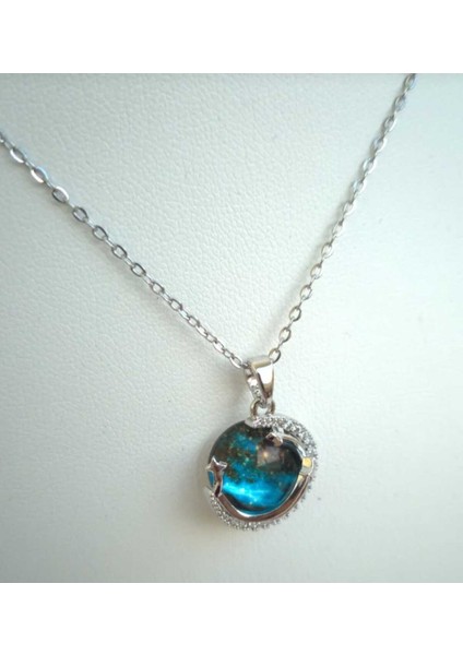 Gökyüzü Temalı Gümüş Kolye, Uzay ve Dünya Tasarımı, Şık Takı Aksesuar indirimleri