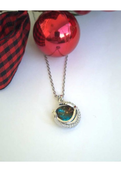 Gökyüzü Temalı Gümüş Kolye, Uzay ve Dünya Tasarımı, Şık Takı Aksesuar