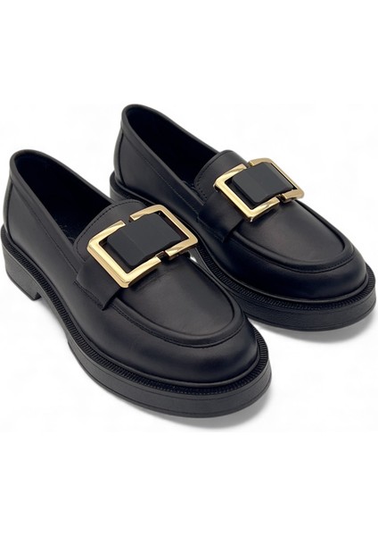 Solenne Siyah Hakiki Deri Fashion Toka Detaylı Kadın Loafer fiyatları