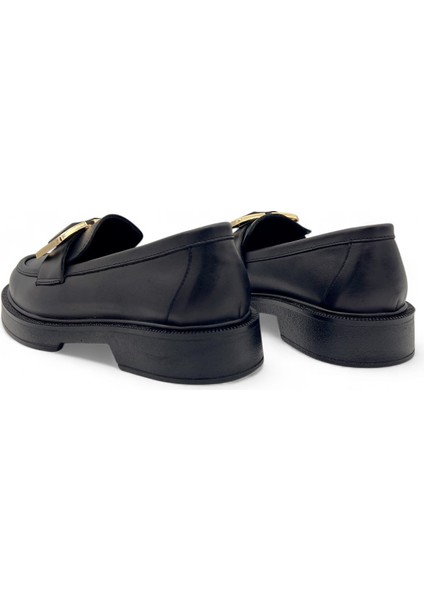 Solenne Siyah Hakiki Deri Fashion Toka Detaylı Kadın Loafer modelleri