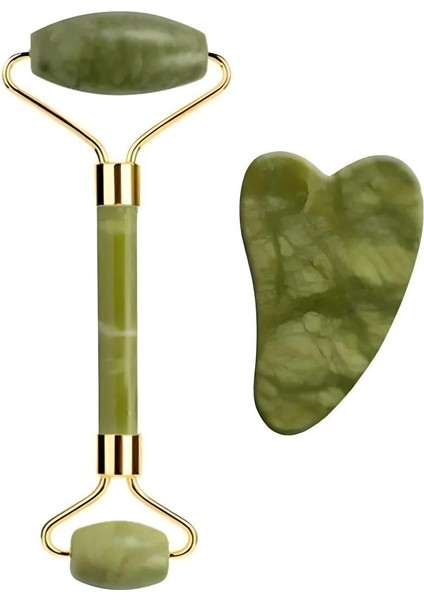 Yeşim Taşı Masaj Aleti ve Kalp Gua Sha Seti, Doğal, Sağlıklı ve Güzel Görünüm modelleri