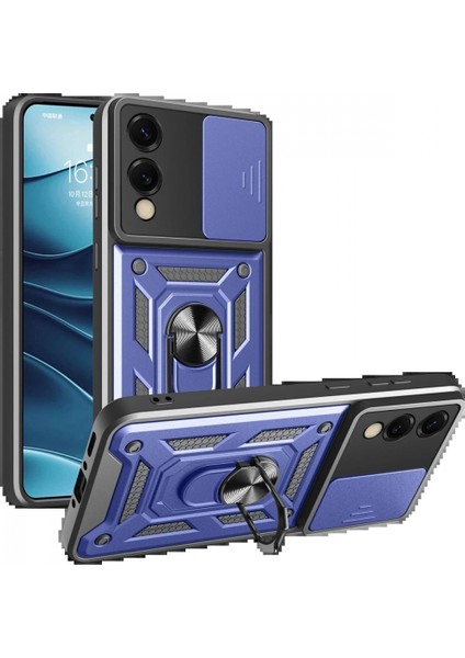 Samsung Galaxy S25 Edge Pars Lens Yüzüklü Silikon - Lacivert