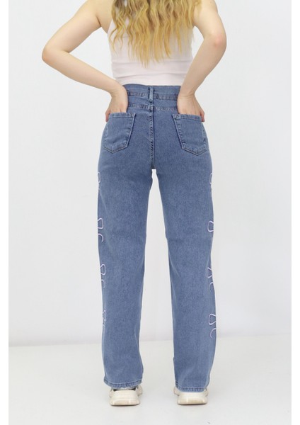 Kadın Kurdele Detaylı Kot Pantolon modelleri