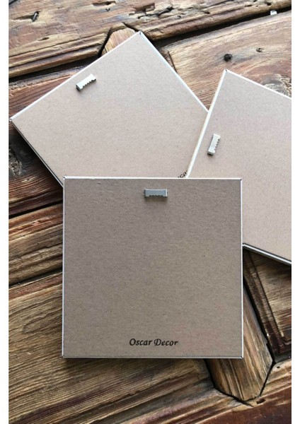 Renkli 3'lü Taş Duvar Dekoru Tablo Seti 20X20CM Nazar Dua Ayetel Kürsi Nar Dua