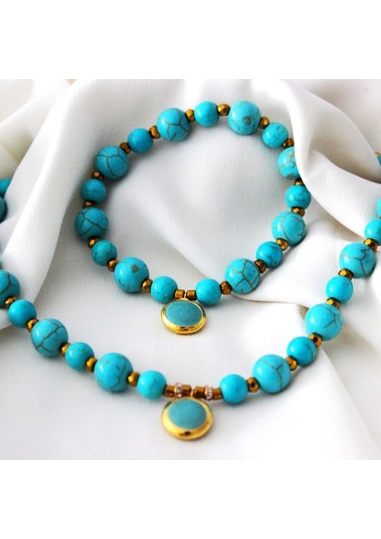 Renkli Doğal Taş Bileklik ve Kolye Takımı Şifa ve Sadakat Için fiyatları