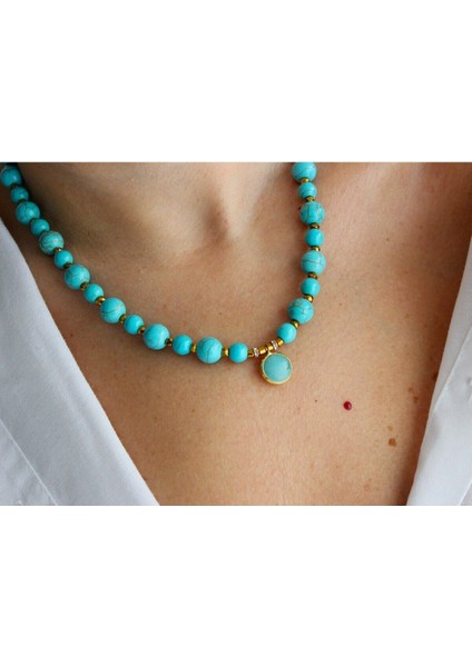 Renkli Doğal Taş Bileklik ve Kolye Takımı Şifa ve Sadakat Için modelleri