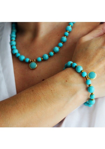 Renkli Doğal Taş Bileklik ve Kolye Takımı Şifa ve Sadakat Için fırsatları