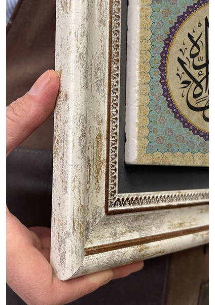 30X30 cm Renkli Taş Çerçeveli Vav Hat Tablo Duvar Dekoru indirimleri