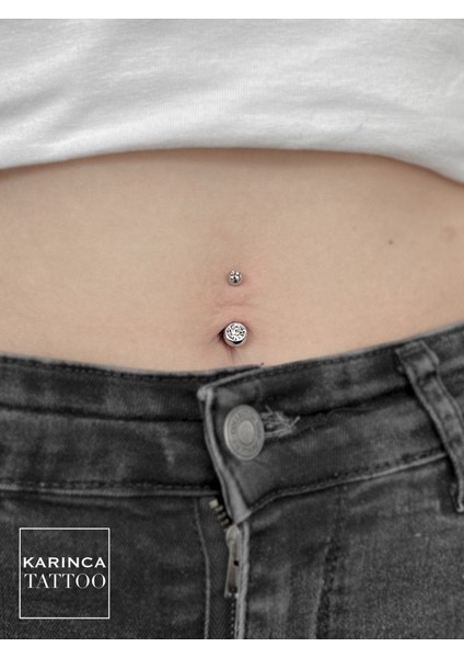 Iki Ucu Taşlı Göbek Piercingi 12 Mm, Paslanmaz Çelik, Şık ve Zarif Takı Seçeneği
