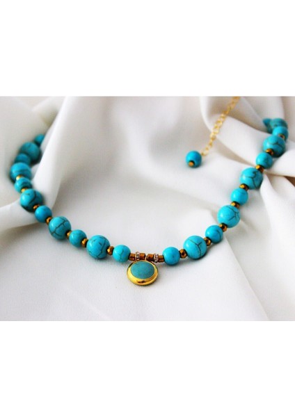 Renkli Doğal Taş Bileklik ve Kolye Takımı Şifa ve Sadakat Için