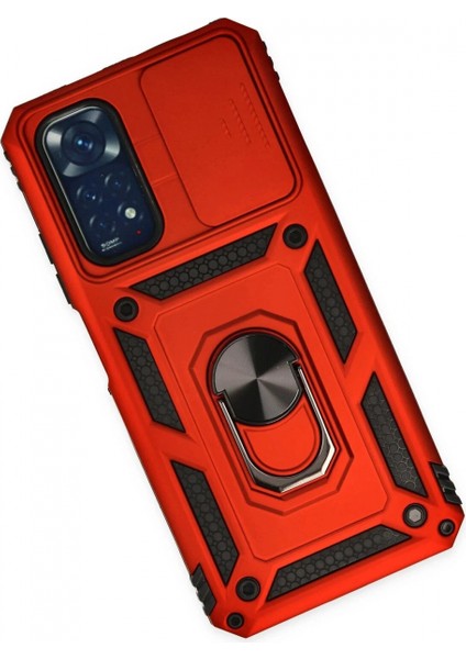 Xiaomi Redmi Note 11 Kılıf Pars Lens Yüzüklü Silikon - Kırmızı fiyatları