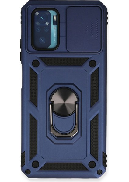 Xiaomi Redmi Note 10 Kılıf Pars Lens Yüzüklü Silikon - Lacivert