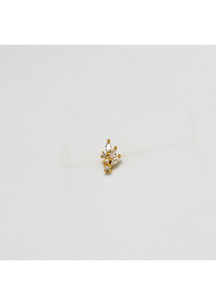Şeffaf Taşlı Yaprak Model Çelik Piercing, Gold ve Renkli Seçenekler