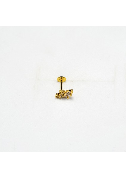 Şeffaf Taşlı Yaprak Model Çelik Piercing, Gold ve Renkli Seçenekler fiyatları