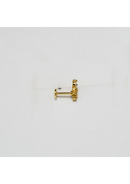 Şeffaf Taşlı Yaprak Model Çelik Piercing, Gold ve Renkli Seçenekler modelleri