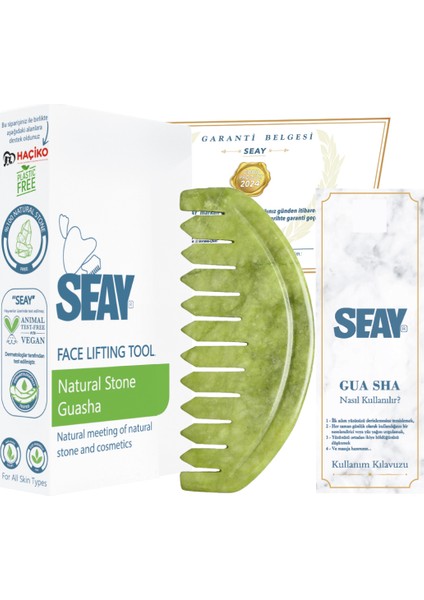 Yeşim Taş Gua Sha Masaj Aleti, Saç ve Yüz Için Doğal Rahatlatıcı Keyif