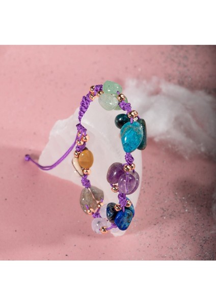 Yay Burcu Doğal Taş Natürel Makrome Bileklik, Çok Renkli ve Şık Tasarım fırsatları