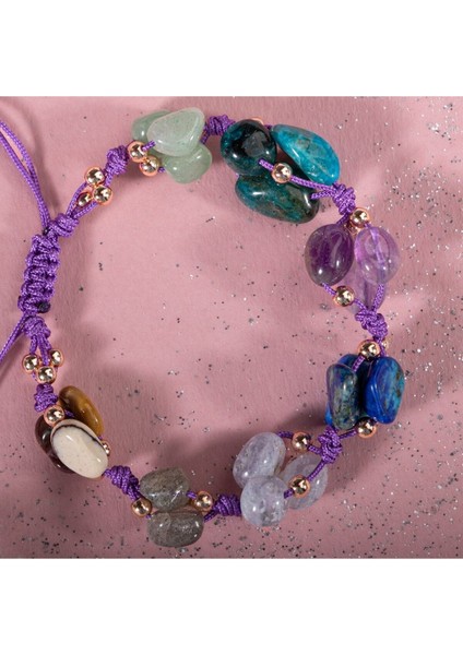 Yay Burcu Doğal Taş Natürel Makrome Bileklik, Çok Renkli ve Şık Tasarım