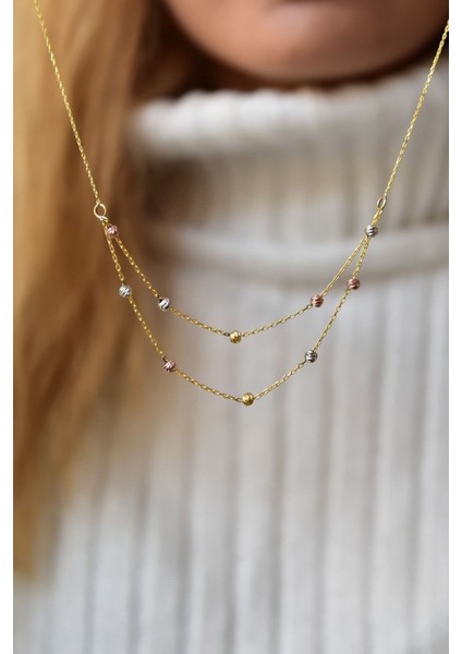 925 Ayar Gümüş Çok Renkli Dorika Toplu Kadın Kolye, Şık ve Zarif Tasarım