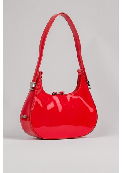 Kadın Kırmızı Rugan Baguette Çanta Cherry Bag