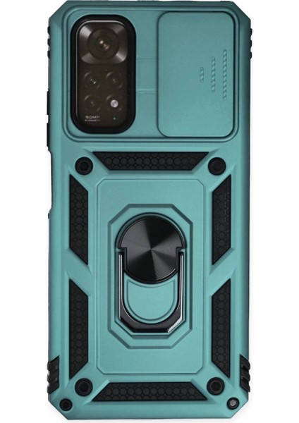 Xiaomi Redmi Note 11 Kılıf Pars Lens Yüzüklü Silikon - Yeşil