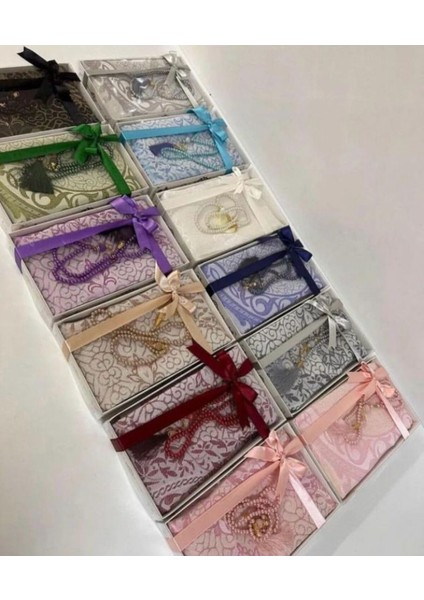 Renkli Kutulu Ince Tafta Seccade ve Tesbih Seti, Şık ve Kullanışlı Hediye Seçeneği