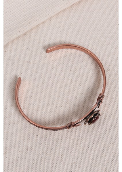 El Yapımı Akik Taşlı Saf Bakır Çiçek Desenli Şık Bilezik fiyatları