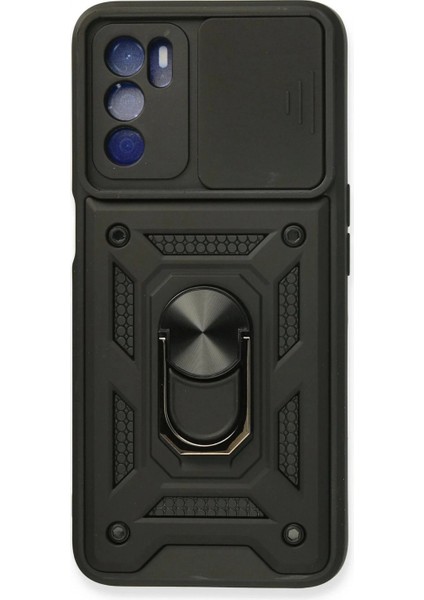 Oppo A16 Kılıf Pars Lens Yüzüklü Silikon - Siyah