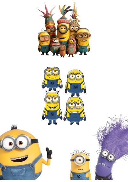Minionlar (Minyonlar) Karakter Sticker Seti | 3D Kabartmalı Uv Dtf Premium Kalite