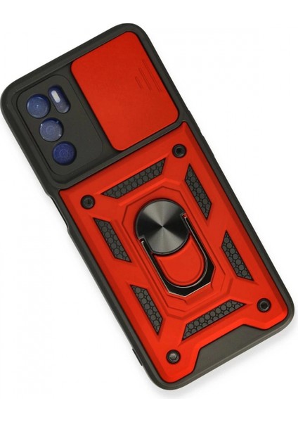 Oppo A16 Kılıf Pars Lens Yüzüklü Silikon - Kırmızı fiyatları