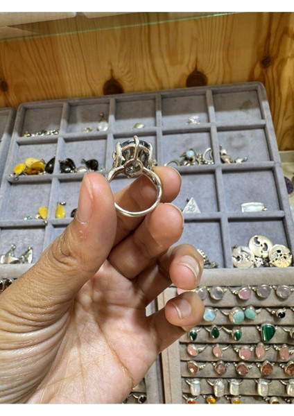 Mavi Renkli, Doğal Taşlı Şık Gümüş Yüzük, Zarif ve Özgün Tasarım modelleri